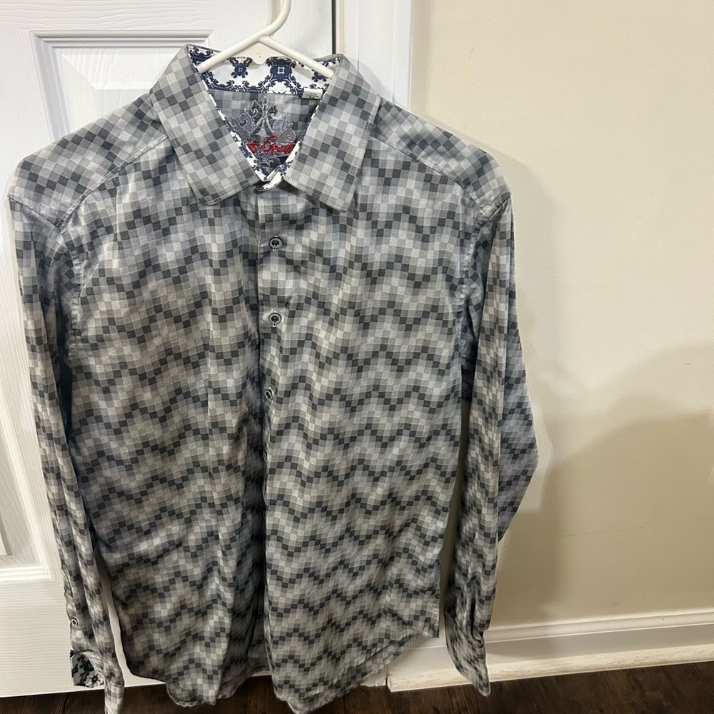 Robert Graham Long Sleeve Button Down Flip Cuff Dress Shirt. Mens M